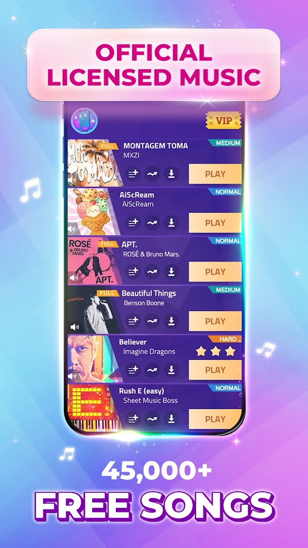Magic Tiles 3TM - Piano Game screenshot showing black piano tiles cascading down during gameplay