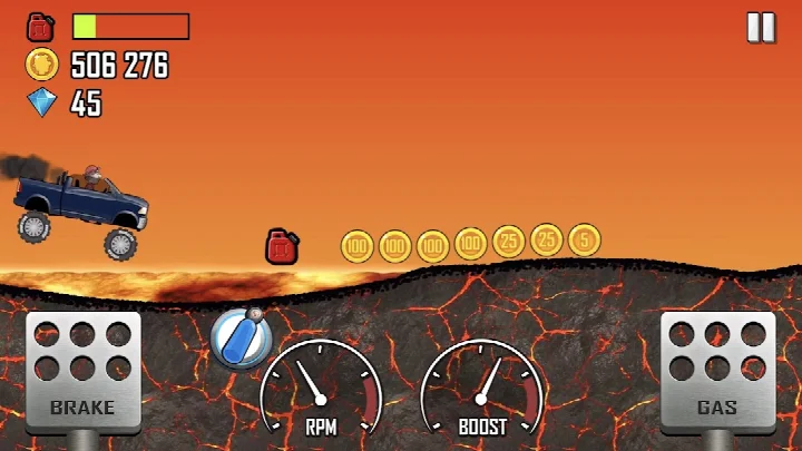Climb Canyon stage with uneven terrain and rocky obstacles