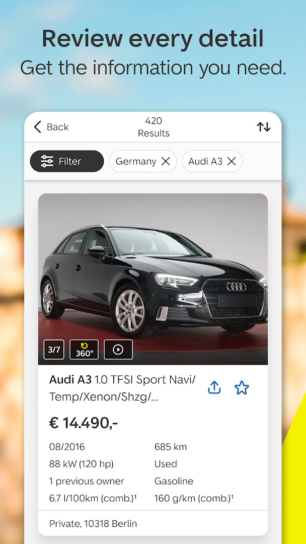 AutoScout24 leasing comparison tool for new cars