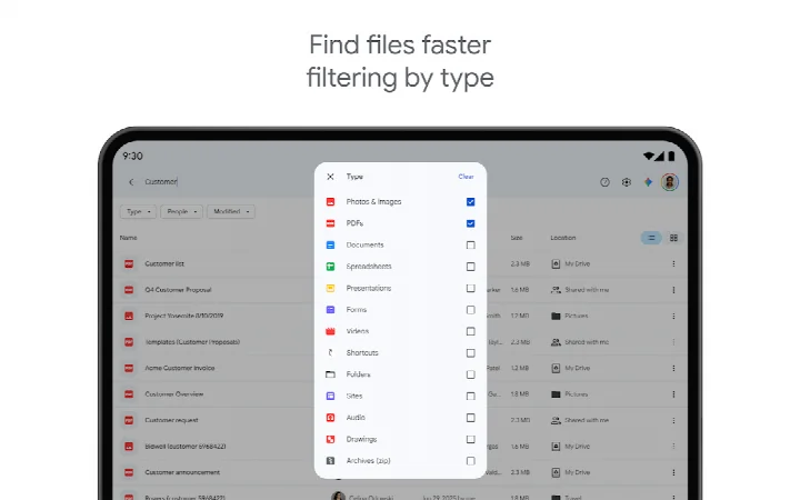 Google Drive activity notifications for important file changes