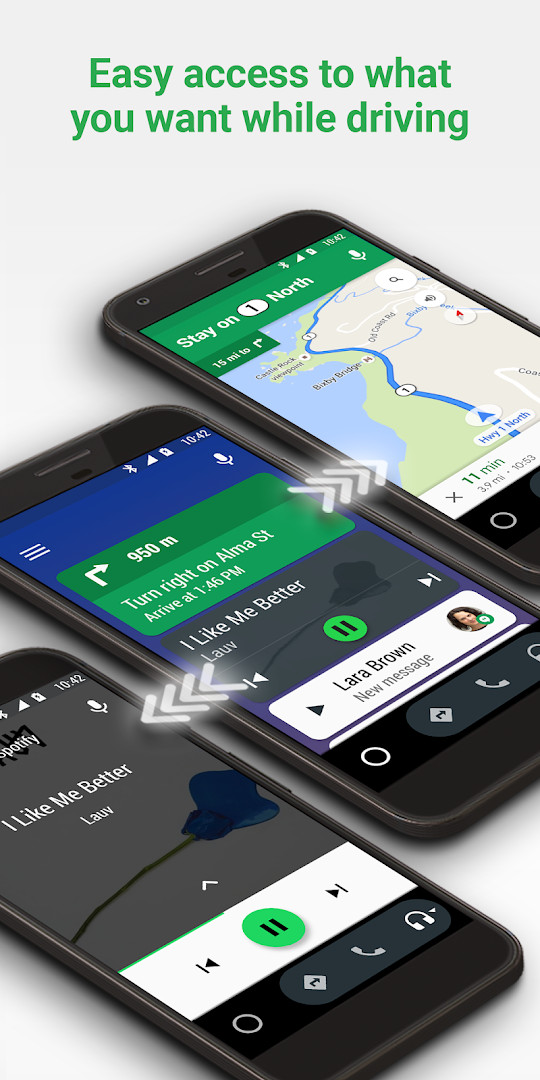 Android Auto settings screen for do not disturb and connection options