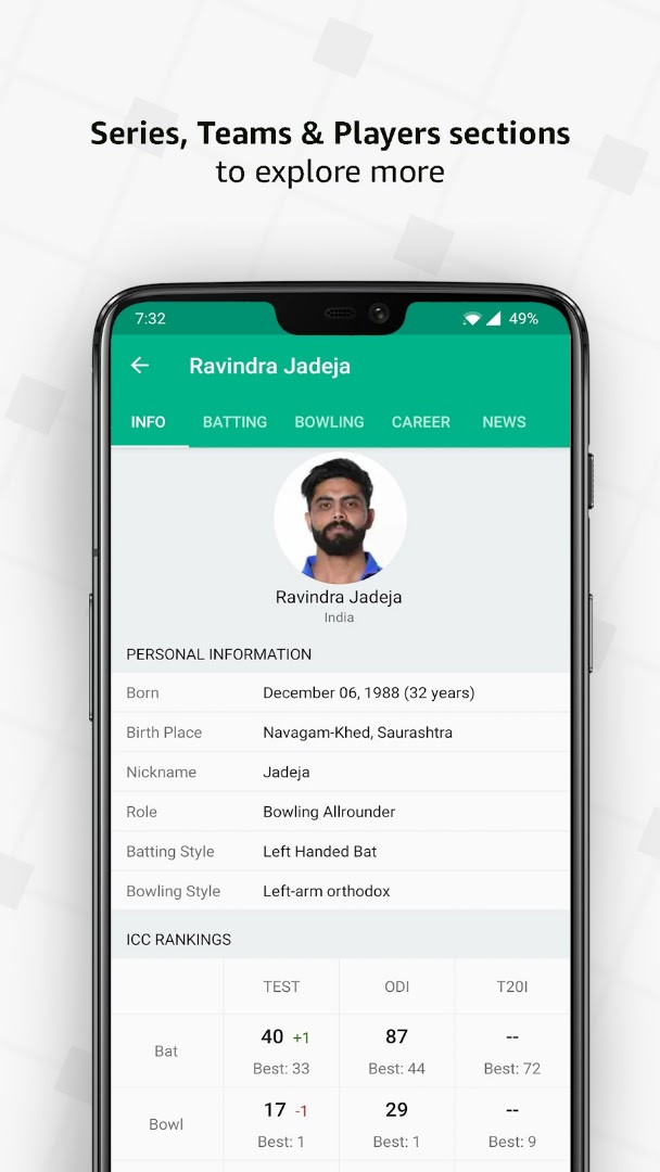 Cricbuzz app tournament hub featuring World Cup and IPL special content.