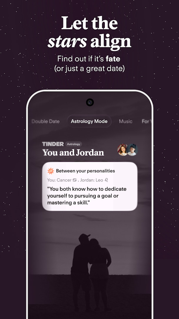 Tinder Dating App settings screen with preferences and safety options