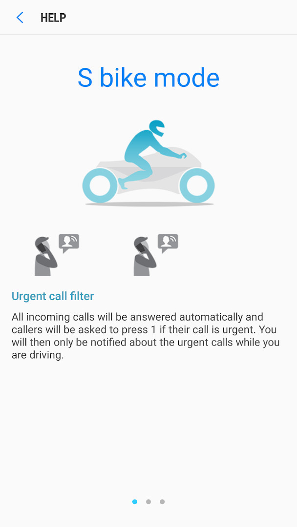 S bike mode smart reply screen for selecting contacts and entering destination.