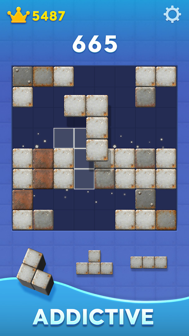Block Blast! daily challenge screen showing a new puzzle goal