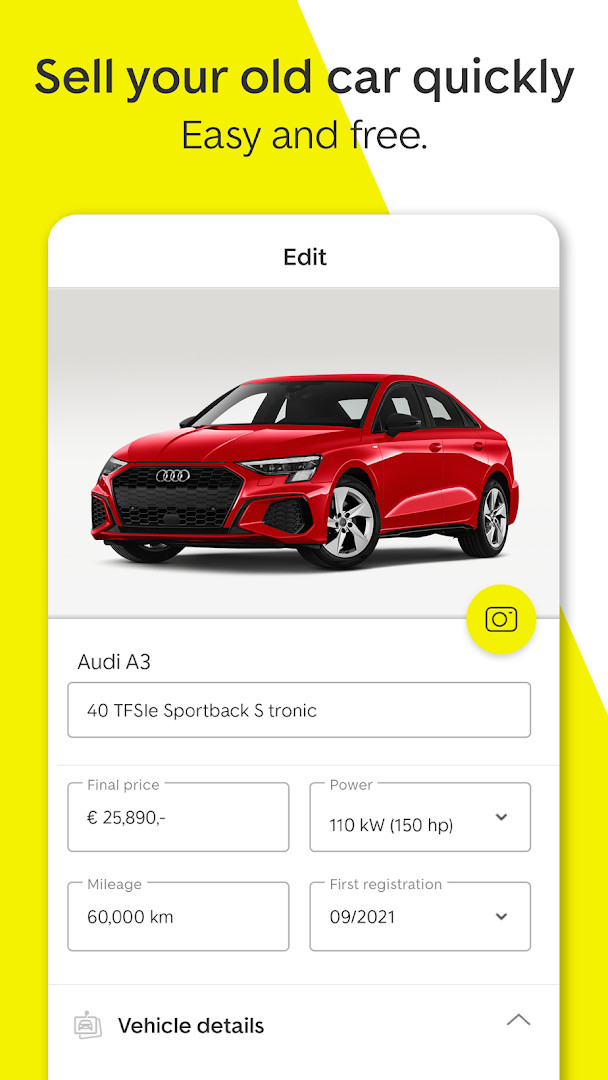 AutoScout24 seller dashboard for listing a car