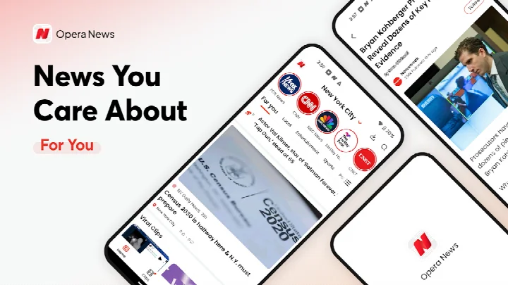 Home screen showing a personalized news feed with local and global headlines