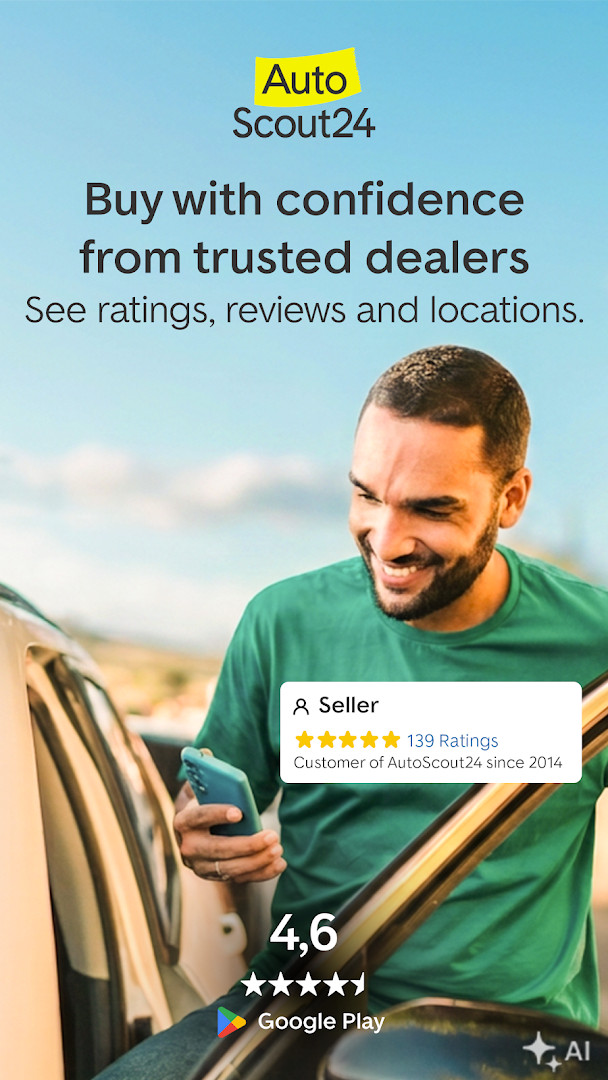 AutoScout24 home screen showing over 2 million vehicle offers