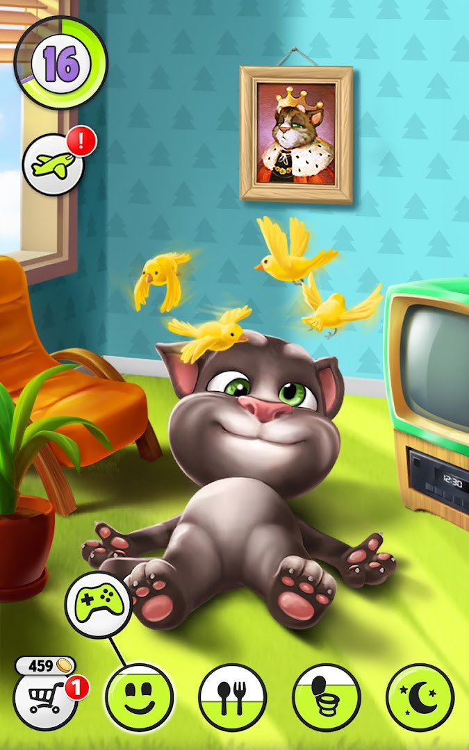 My Talking Tom screen featuring Tom's new fall outfit