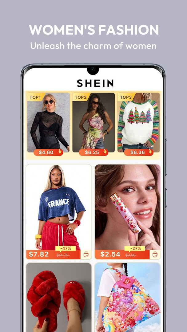 SHEIN-Shopping Online product detail page displaying item photos and pricing.