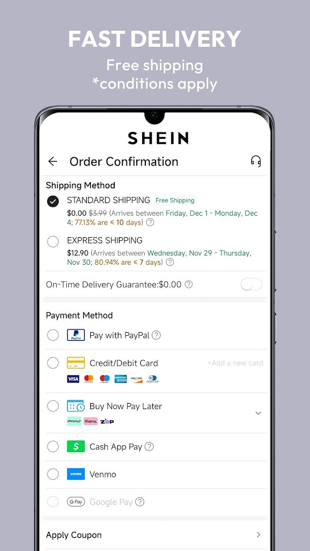 SHEIN-Shopping Online profile and settings page with order tracking and preferences.