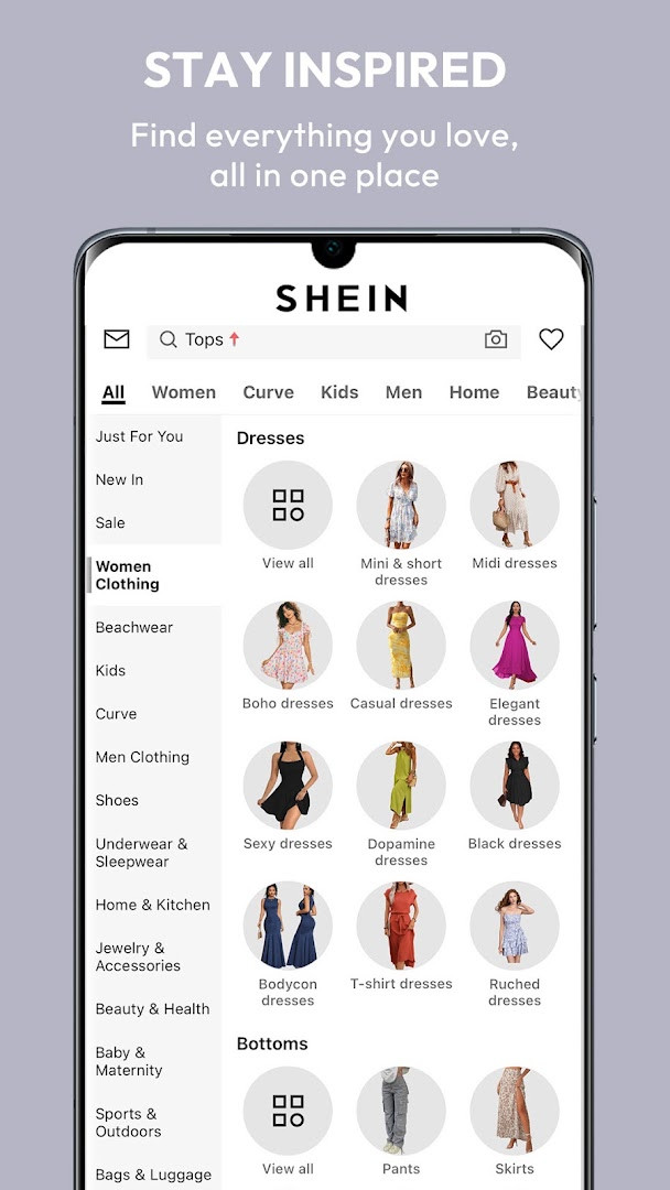 SHEIN-Shopping Online payment options screen showing Afterpay, PayPal, and cards.