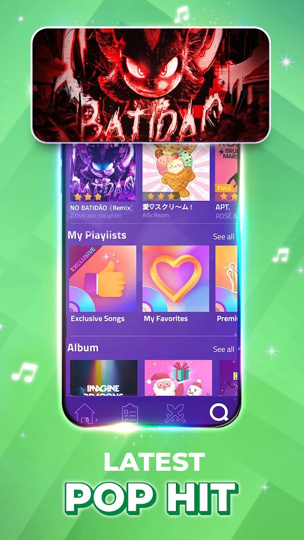 Magic Tiles 3TM - Piano Game screenshot displaying the music library with 45,000+ songs