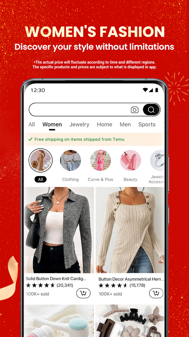 Temu: Shop Like a Billionaire displaying home decor and handmade crafts