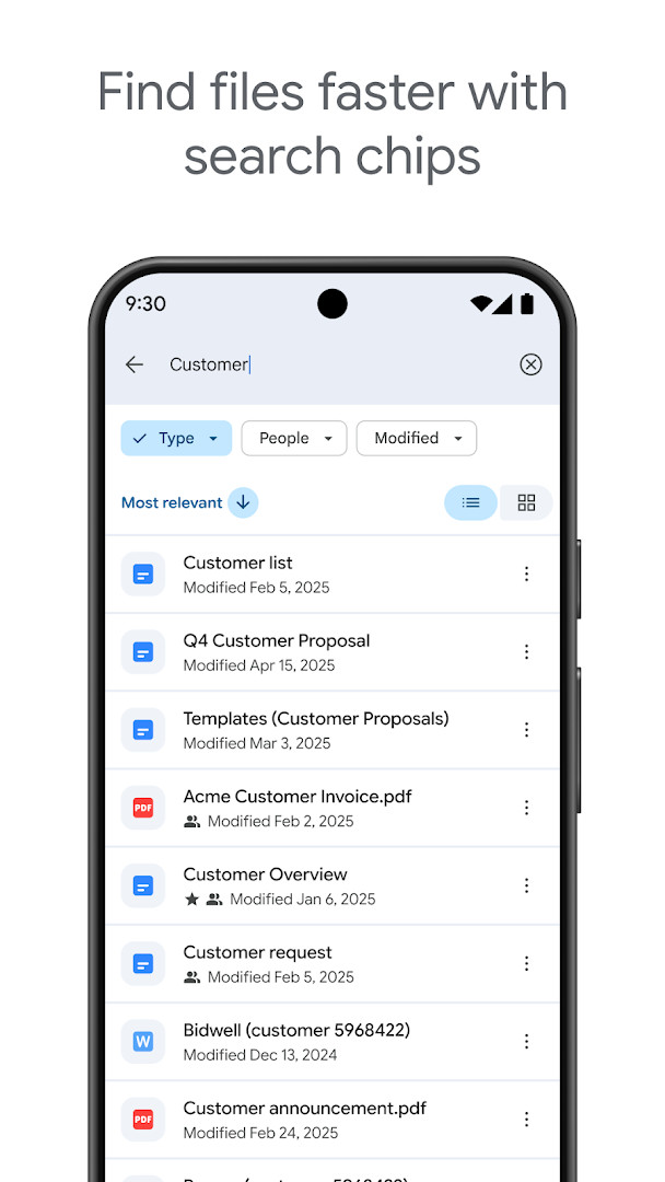 Google Drive file search by name and content
