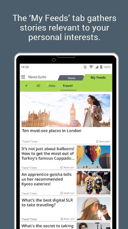 News Suite by Sony widget added from the home screen options.