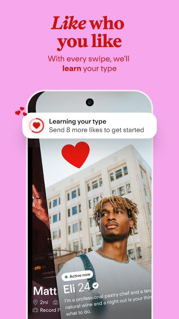 Tinder Dating App match screen with a new match and super like
