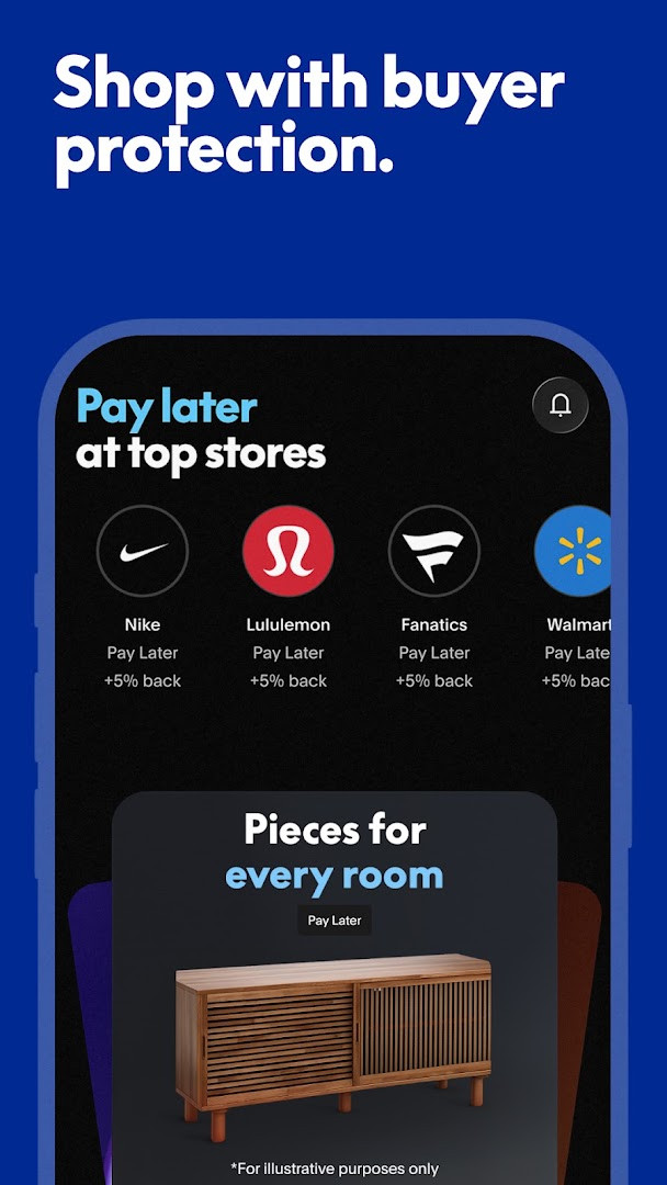Home screen of the PayPal app showing balance and quick actions to send or request money