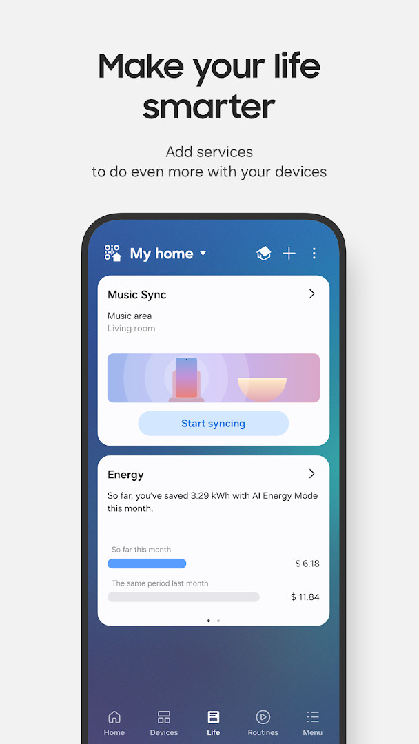 SmartThings notifications screen with device status updates