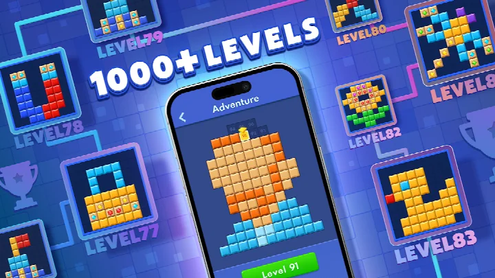 Block Blast! combo animation with blocks exploding for points