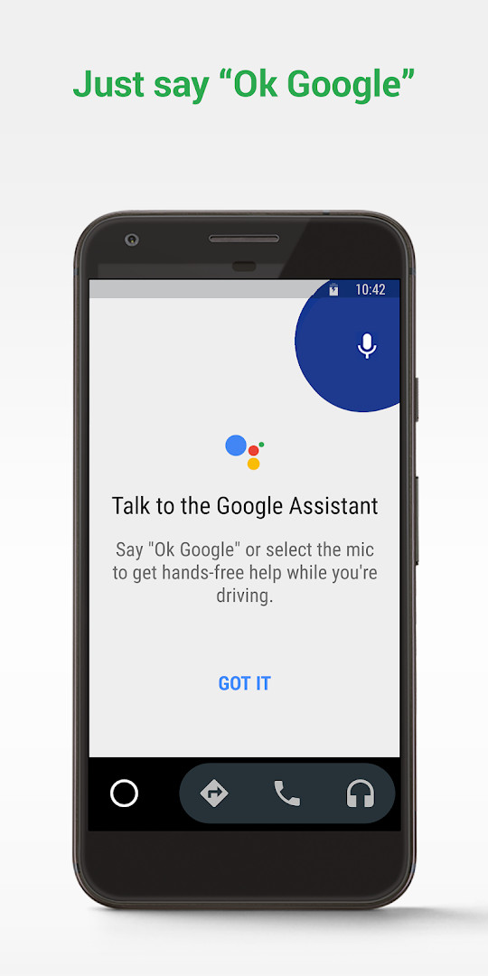 Android Auto home screen showing large map, media and calling shortcuts
