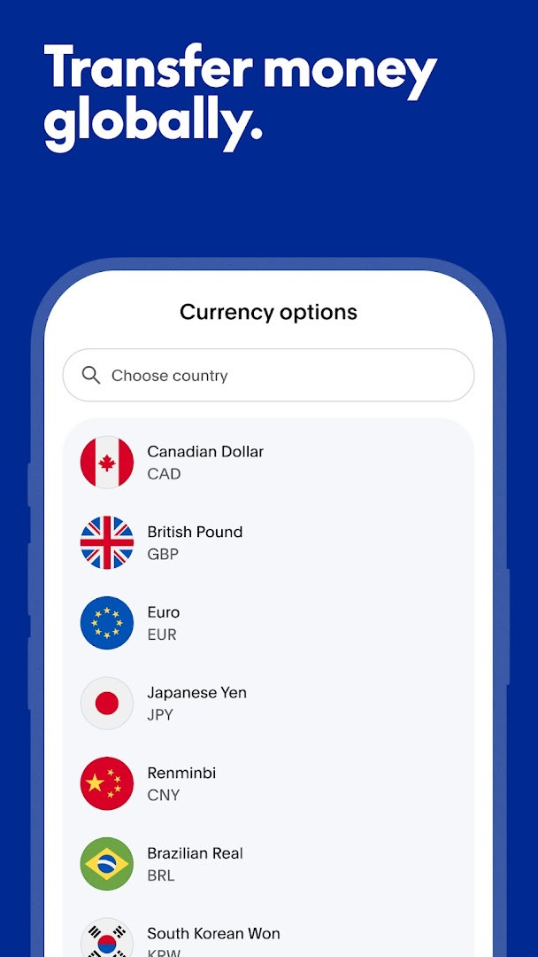 Me Tab screen for navigating money, accounts, and settings in the PayPal app