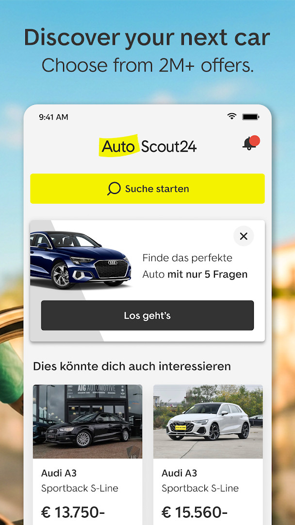AutoScout24 search filters for cars, vans, and motorcycles