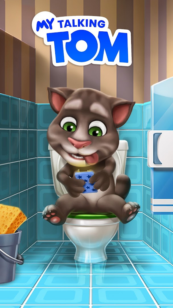 My Talking Tom home room view with Tom as a virtual pet