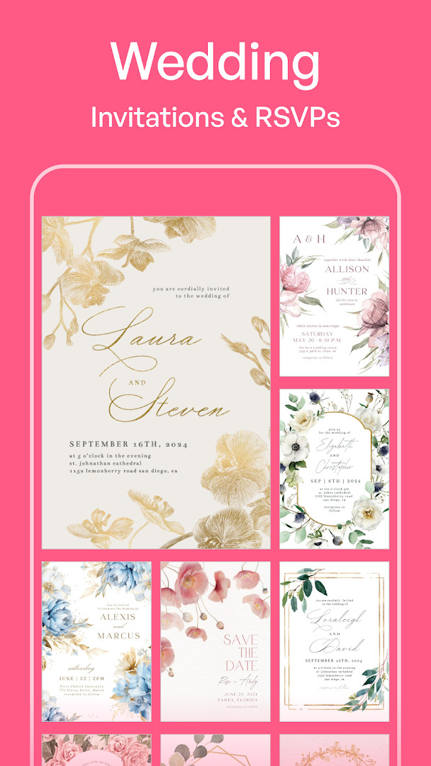Invitation Maker: Cards & RSVP customizing text and colors
