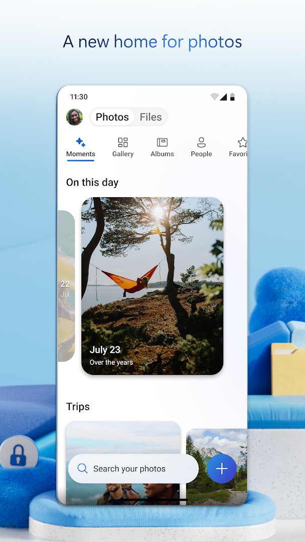 Home screen showing recent files and cloud storage overview