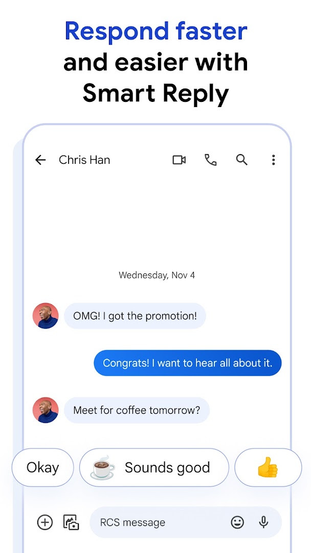 Google Messages interface on a tablet continuing a conversation started on a phone