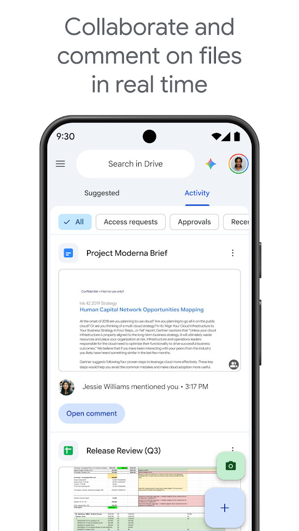 Google Drive document scanning with device camera