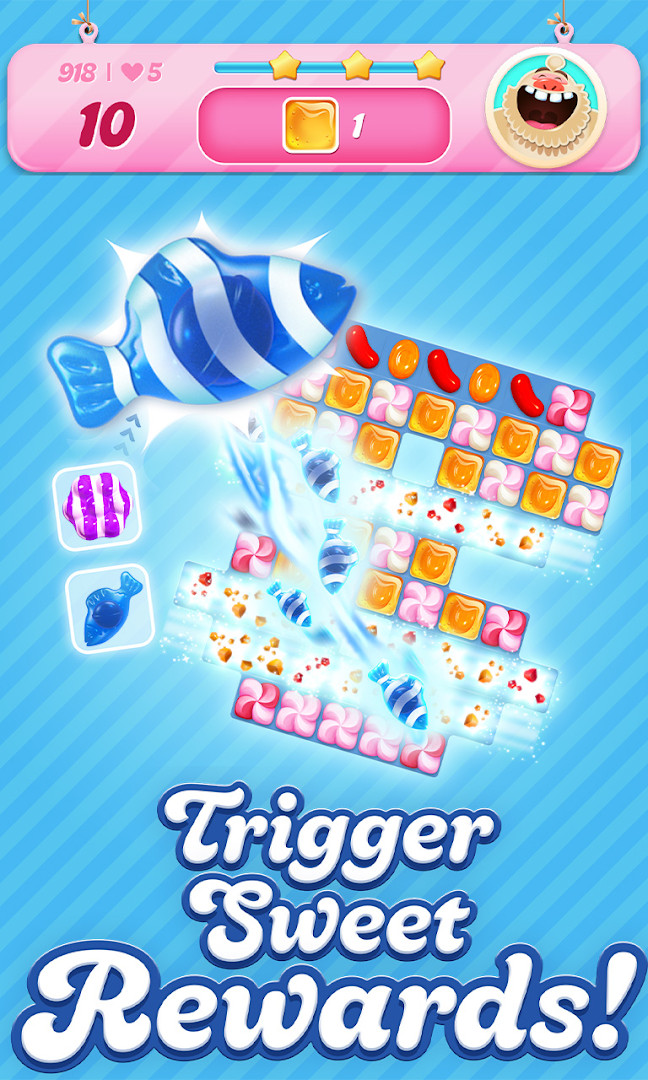 Candy Crush Saga level with jelly squares to clear.
