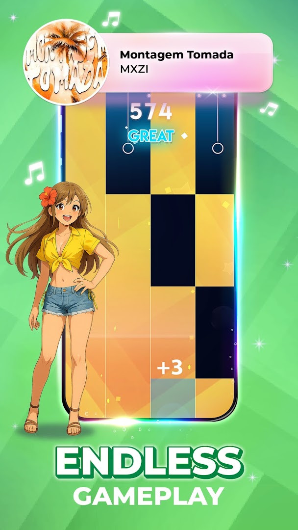 Magic Tiles 3TM - Piano Game screenshot highlighting the rewards and customization menu for unlocking gifts