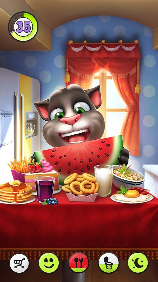 My Talking Tom mini game screen with action and adventure play