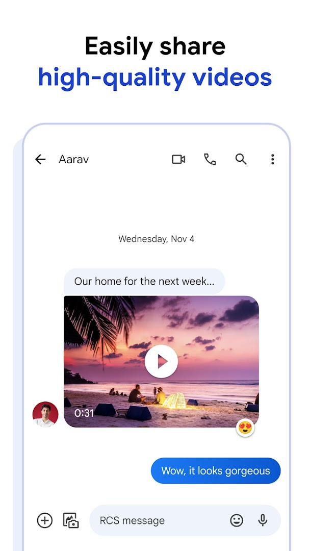 Google Messages screen showing end-to-end encryption details for a one-on-one chat